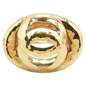 Chanel Coco Mark Oval Circle Brooch Gold Plated Women's CHANEL